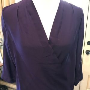 Purple pull over wrap blouse